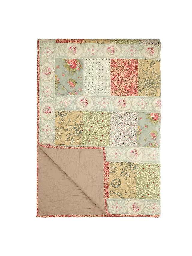 John Lewis Gracie Patchwork 100% Cotton Floral Bedspread L260 x W250cm