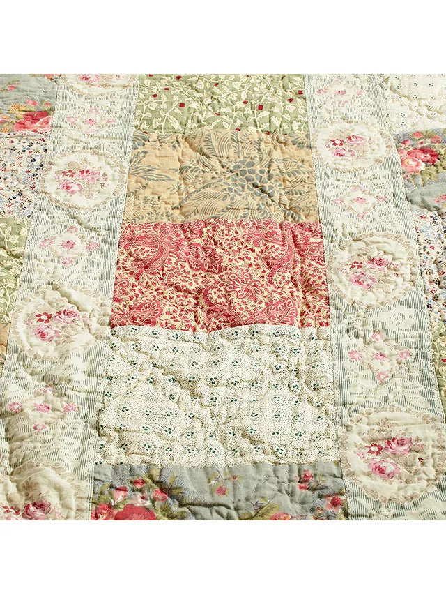 John Lewis Gracie Patchwork 100% Cotton Floral Bedspread L260 x W250cm