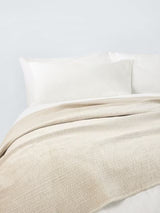 John Lewis Cotton Velvet Embroidered Stitch Bedspread 220 x 220cm Champagne