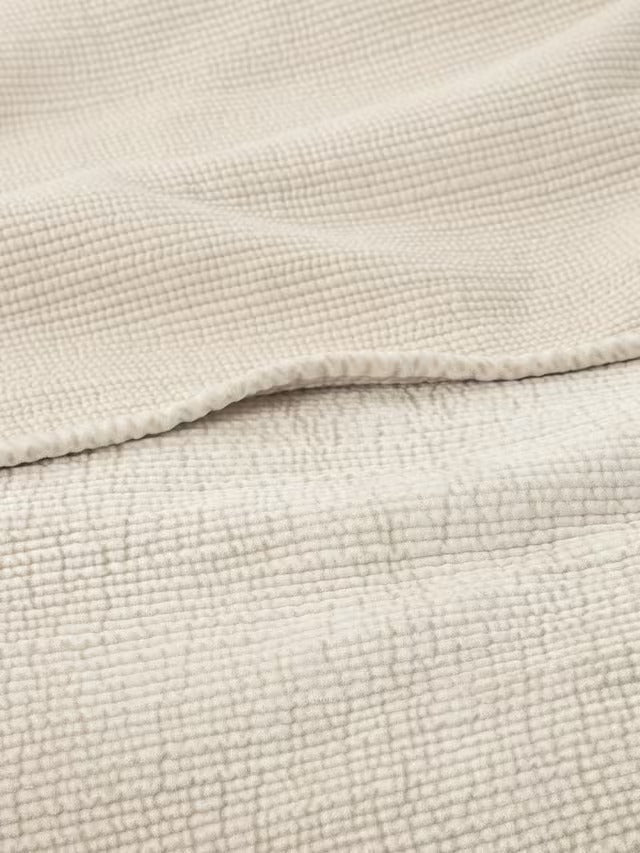 John Lewis Cotton Velvet Embroidered Stitch Bedspread 220 x 220cm Champagne