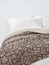 John Lewis Widemar Linen Blend Floral Quilted Bedspread 220 x 220cm - Cocoa