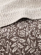 John Lewis Widemar Linen Blend Floral Quilted Bedspread 220 x 220cm - Cocoa