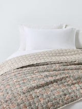 John Lewis Marigold Floral Cotton Quilted Bedspread 220 x 220cm - Grey Mid