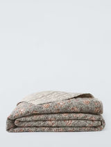 John Lewis Marigold Floral Cotton Quilted Bedspread 220 x 220cm - Grey Mid