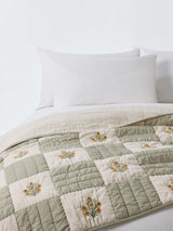 John Lewis Floral Embroidered Patchwork Bedspread 220 x 220cm - Natural