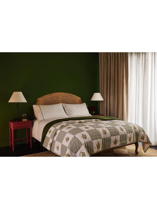 John Lewis Floral Embroidered Patchwork Bedspread 220 x 220cm - Natural