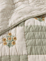 John Lewis Floral Embroidered Patchwork Bedspread 220 x 220cm - Natural