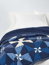 John Lewis Viento Patchwork Quilted Bedspread 220 x 220cm King Size - Blue