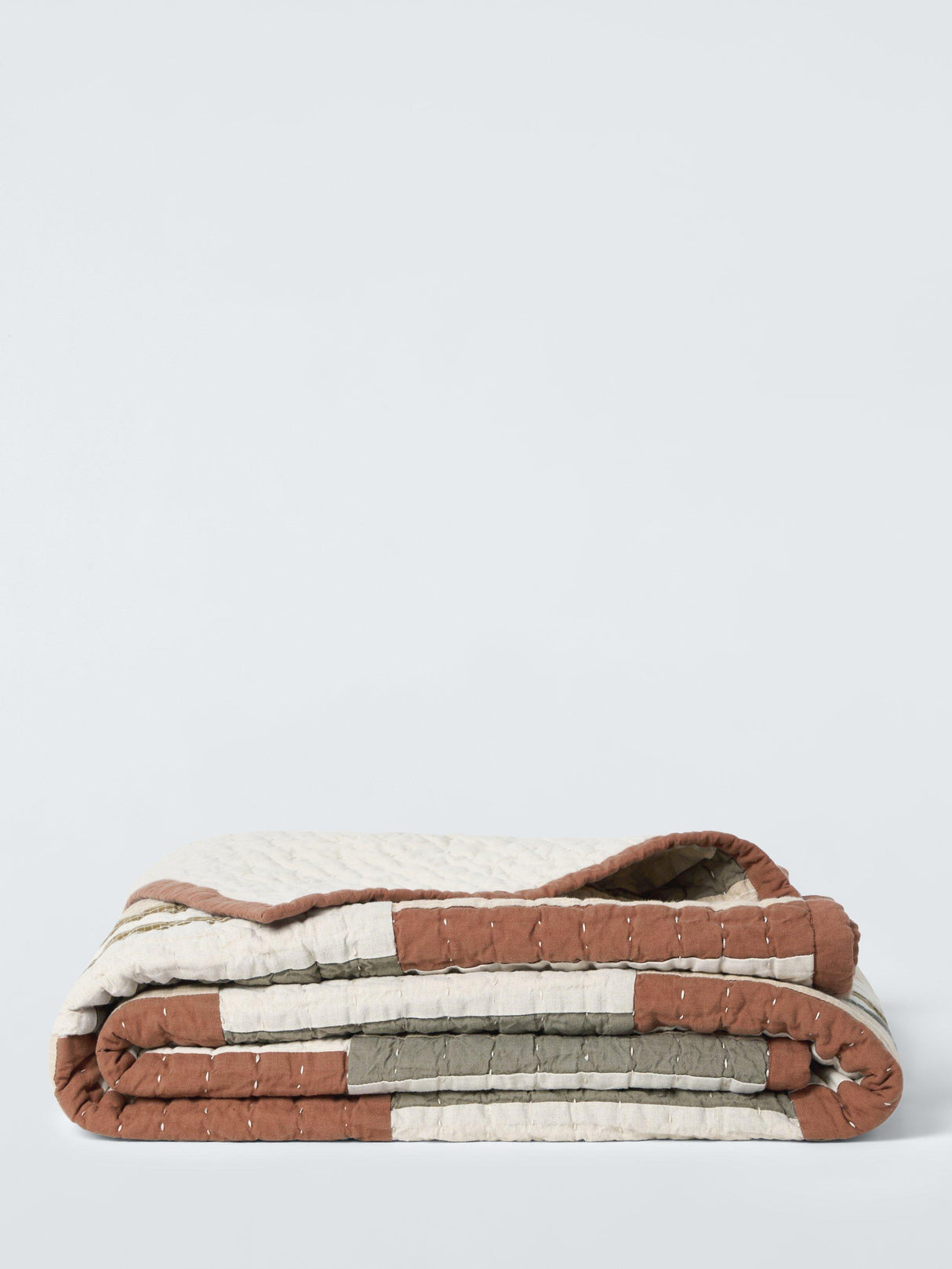 John Lewis Palenque Patched Quilt Linen Blend 220 x 220cm - Multicoloured