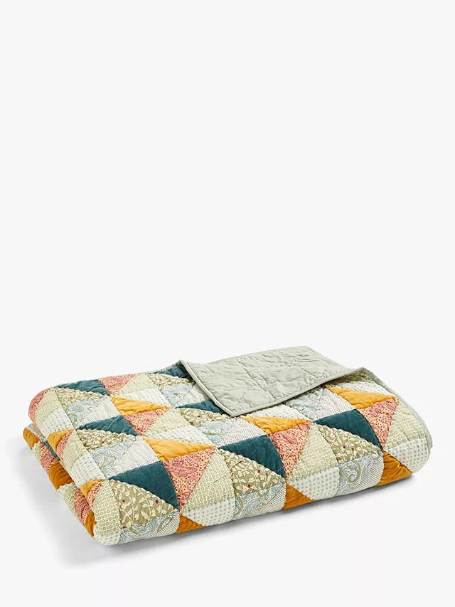 John Lewis Velvet Patchwork Quilted Cotton Bedspread L260 x W250cm - Kazoop 
