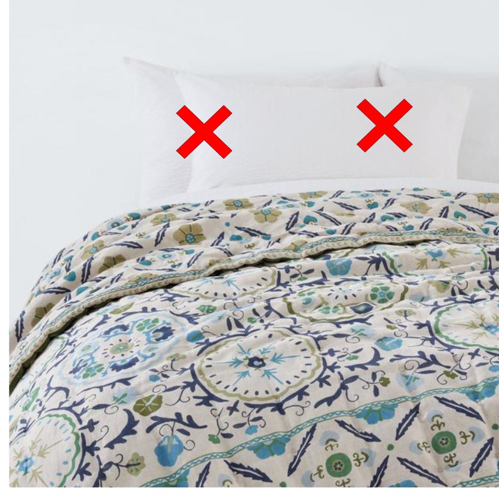 John Lewis Keya Suzani Reversible Linen 220 x 220cm Quilted Bedspread - Blue