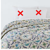 John Lewis Keya Suzani Reversible Linen 220 x 220cm Quilted Bedspread - Blue
