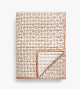 John Lewis Aria Floral Reversible Quilted Bedspread 220 x 220cm - Terracotta - Kazoop 