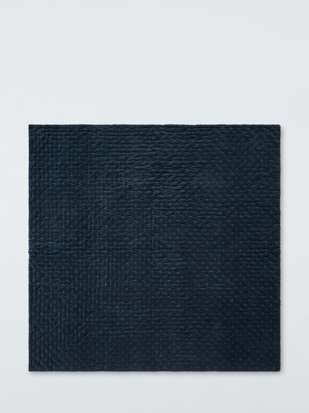 John Lewis Hidcote Cotton Velvet Quilted Bedspread Throw 220x220cm Dark Blue