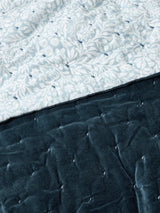 John Lewis Hidcote Cotton Velvet Quilted Bedspread Throw 220x220cm Dark Blue