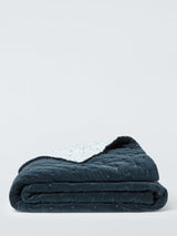 John Lewis Hidcote Cotton Velvet Quilted Bedspread Throw 220x220cm Dark Blue
