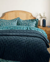 John Lewis Cotton Velvet Quilted Bedspread 220 x 220cm - Petrol Blue