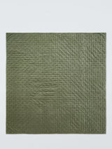 John Lewis Cotton Velvet Plain Quilted Bedspread Throw 220 x 220 cm Avocado