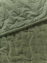 John Lewis Cotton Velvet Plain Quilted Bedspread Throw 220 x 220 cm Avocado