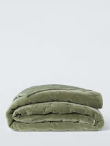 John Lewis Cotton Velvet Plain Quilted Bedspread Throw 220 x 220 cm Avocado