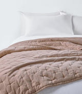 John Lewis Cotton Velvet Quilted Soft Decorative Bedspread 220x220cm - Rosa