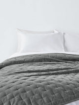 John Lewis Breathable Warm Velvet Quilted Bedspread 220 x 220cm - Steel