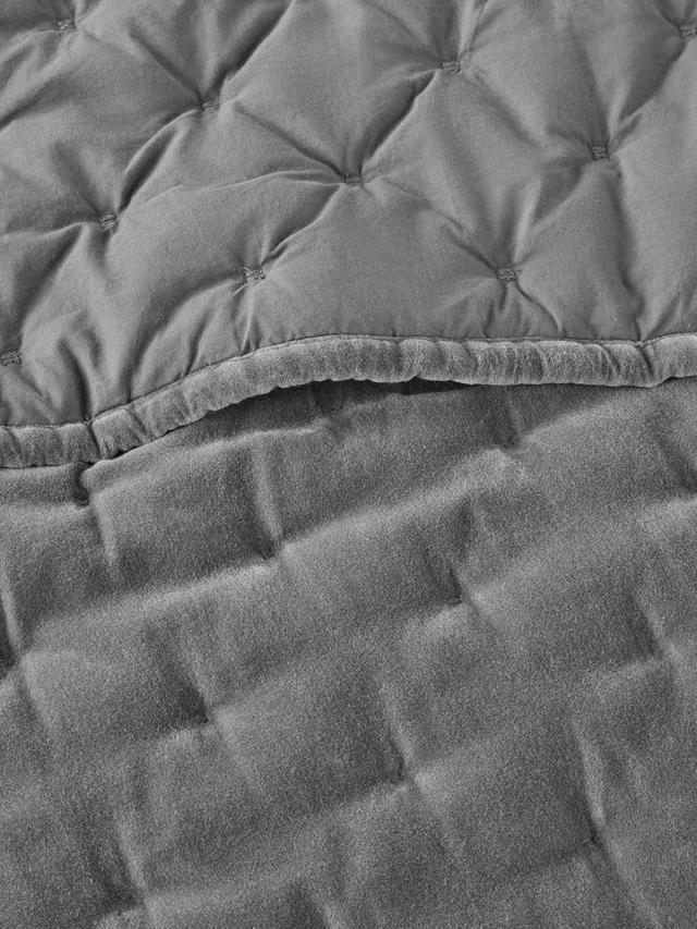 John Lewis Breathable Warm Velvet Quilted Bedspread 220 x 220cm - Steel