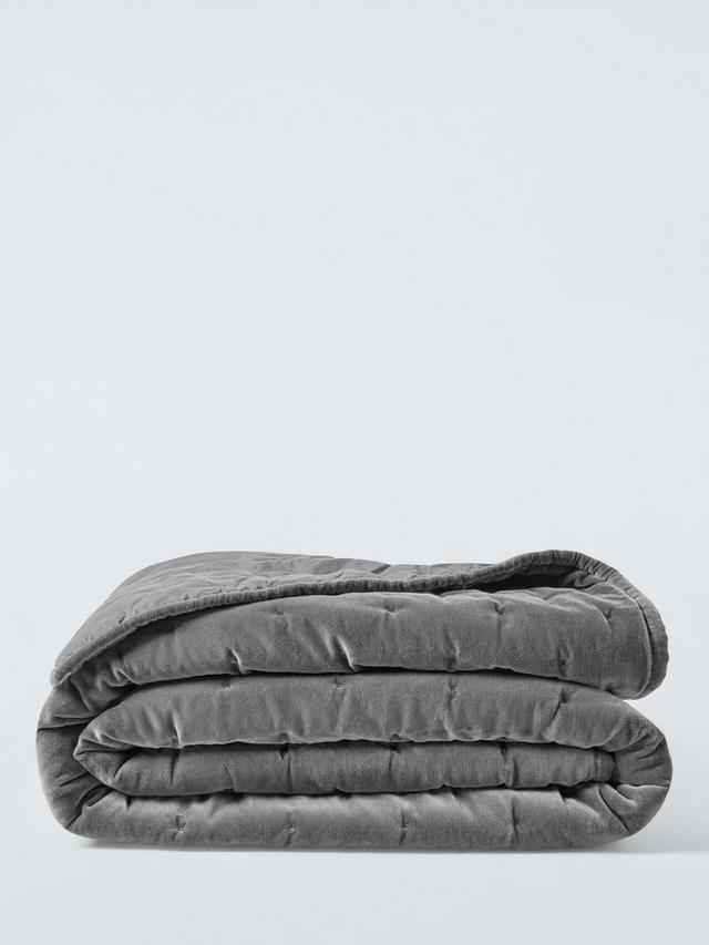 John Lewis Breathable Warm Velvet Quilted Bedspread 220 x 220cm - Steel