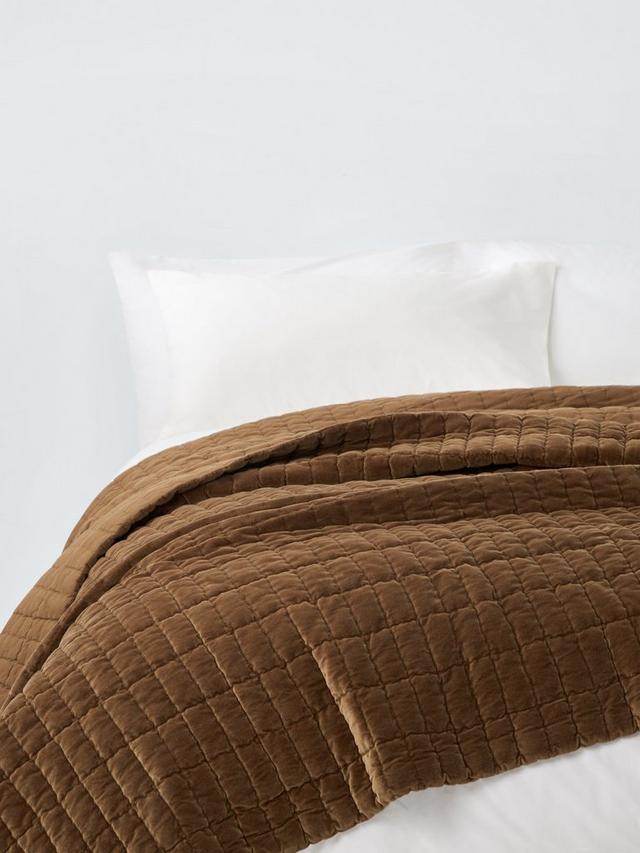 John Lewis Modern Luxe Quilted Washable Bedspread Throw 220 X 220 cm Copper