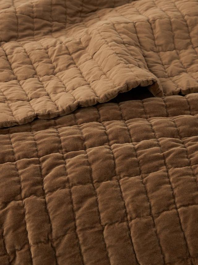 John Lewis Modern Luxe Quilted Washable Bedspread Throw 220 X 220 cm Copper