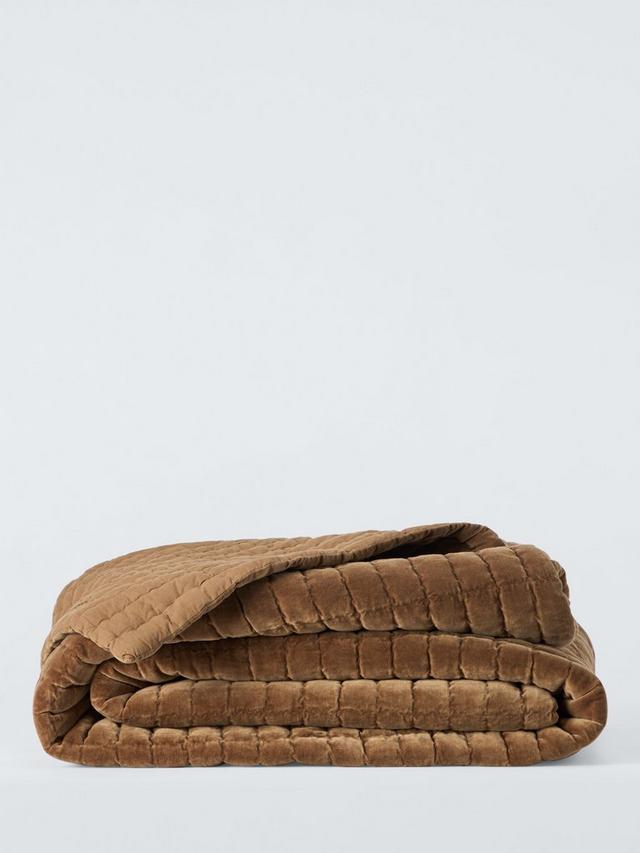 John Lewis Modern Luxe Quilted Washable Bedspread Throw 220 X 220 cm Copper