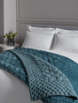 John Lewis Boutique Hotel Velvet Stitch Throw L260 x W250cm - Bluestone - Kazoop 