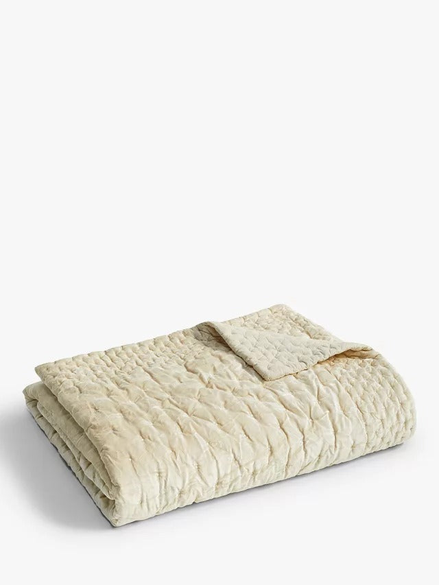 John Lewis Boutique Hotel Velvet Stitch Throw L260 x W250cm - Natural
