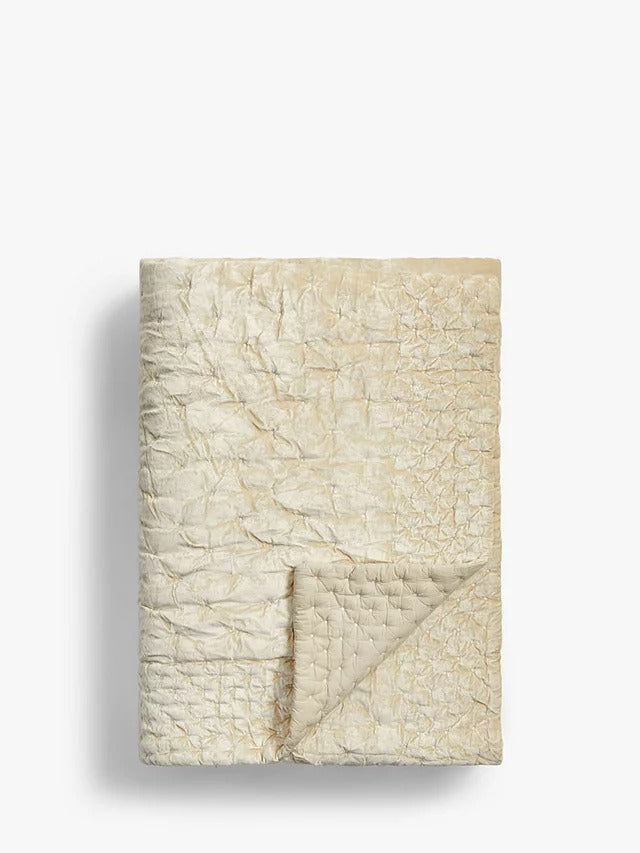 John Lewis Boutique Hotel Velvet Stitch Throw L260 x W250cm - Natural - Kazoop 