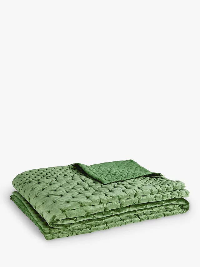 John Lewis Boutique Hotel Velvet Stitch Quilted Bedspread L260 x 250cm Green - Kazoop 