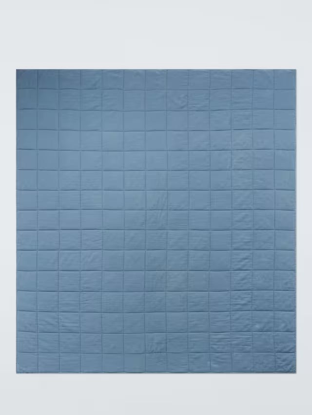 John Lewis Muslin Washed Quilted Bedspread Throw 220 x 220cm - Bluestone