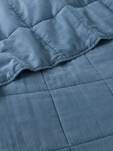 John Lewis Muslin Washed Quilted Bedspread Throw 220 x 220cm - Bluestone