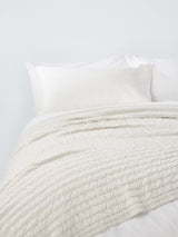 John Lewis Ruched Breathable 100% Cotton Bedspread 250 x 260cm - Greige