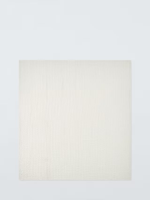 John Lewis Ruched Breathable 100% Cotton Bedspread 250 x 260cm - Greige