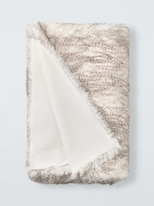 John Lewis Ostrich Faux Fur Warm and Soft Throw - White/Multi - 200 x 150cm