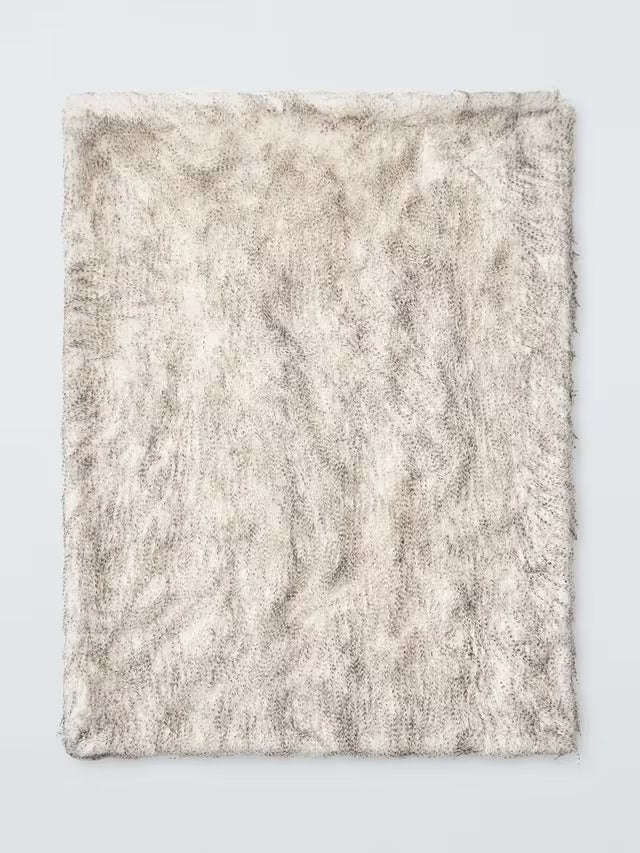 John Lewis Ostrich Faux Fur Warm and Soft Throw - White/Multi - 200 x 150cm