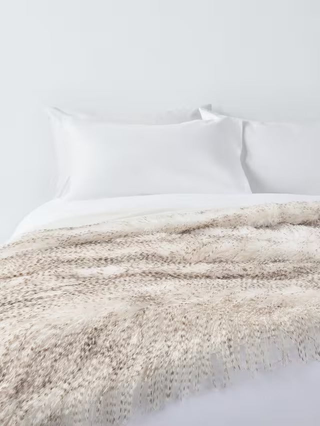 John Lewis Ostrich Faux Fur Warm and Soft Throw - White/Multi - 200 x 150cm