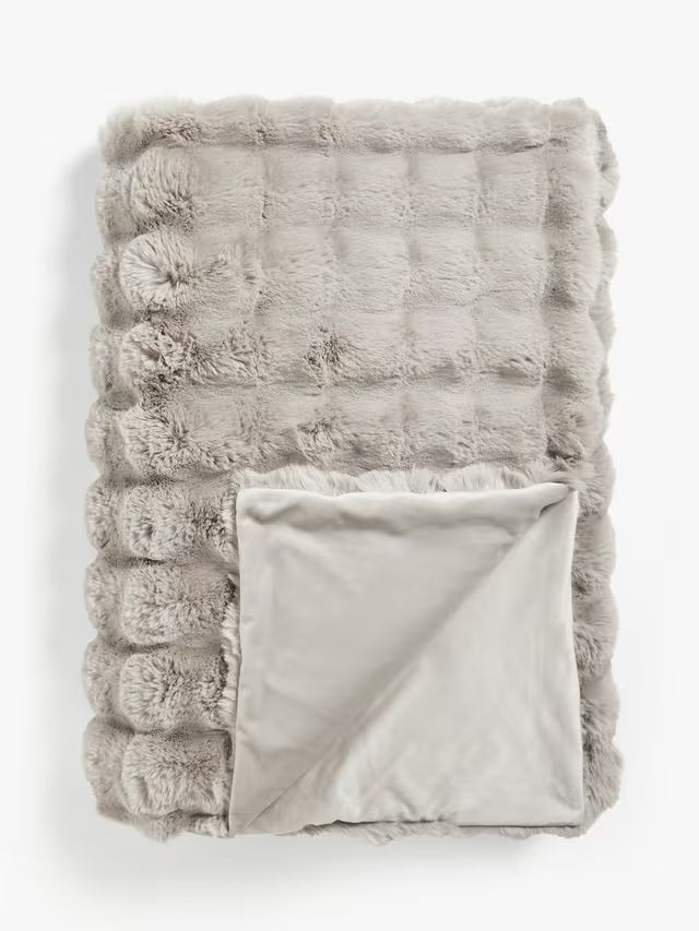 John Lewis Wave Super Soft Faux Fur Decorative Throw 200 x 150cm - Mocha