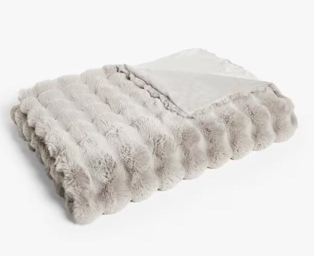 John Lewis Wave Super Soft Faux Fur Decorative Throw 200 x 150cm - Mocha