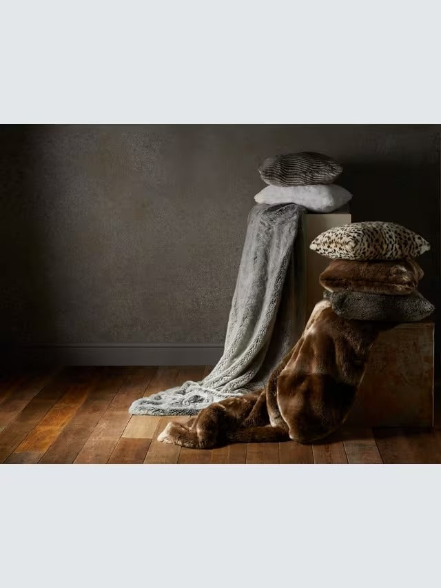 John Lewis Faux Fur Bedspread Throw Washable - Ombre Mocha - 150 x 120 cm