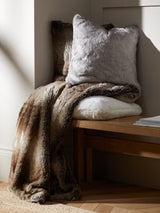 John Lewis Faux Fur Bedspread Throw Washable - Ombre Mocha - 150 x 120 cm