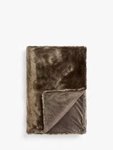John Lewis Soft Cozy Faux Fur Decorative Sofa Throw 200 x 150cm - Brown