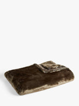John Lewis Soft Cozy Faux Fur Decorative Sofa Throw 200 x 150cm - Brown