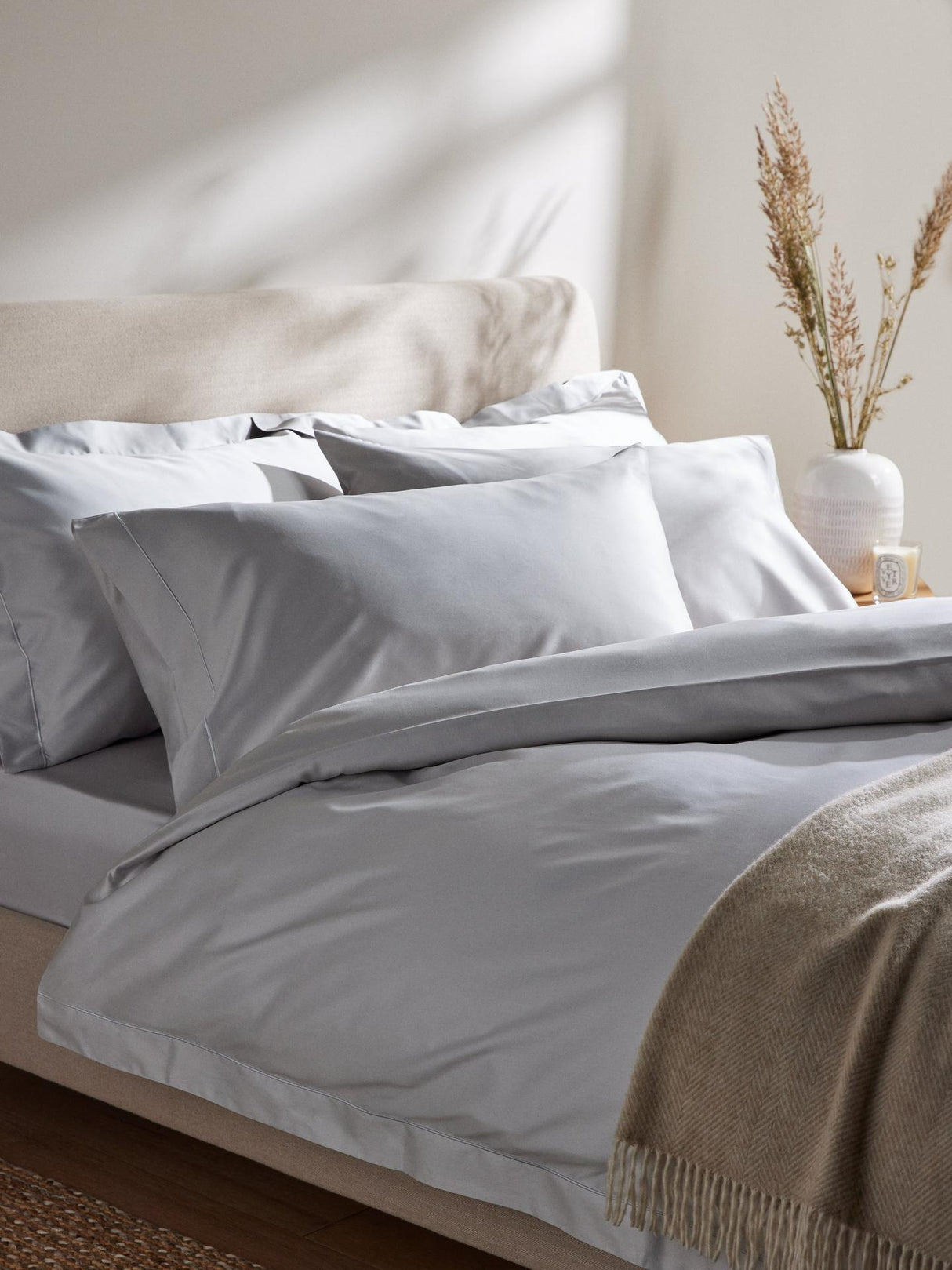 John Lewis Soft Egyptian Cotton 800TC Double Deep Fitted Sheet Cool Grey