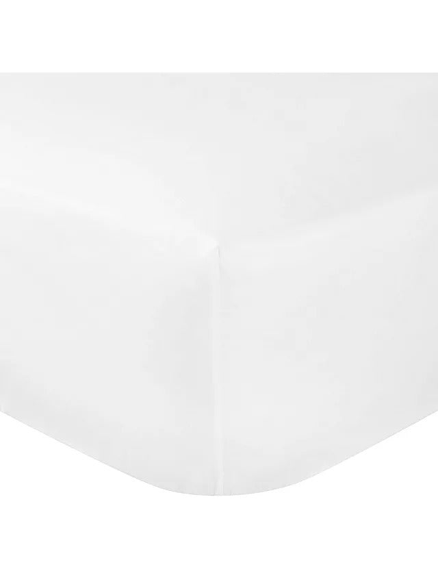 John Lewis Soft & Silky Egyptian Cotton Deep Fitted Bed Sheet Double - White - Kazoop 